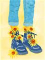 Picture of Sunflower Walk in Blue Shoes _GroupedProduct_Rectangle_Portrait_Unframed_Print_Only_