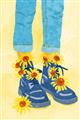 Picture of Sunflower Walk in Blue Shoes _GroupedProduct_Rectangle_Portrait_Unframed_Print_Only_