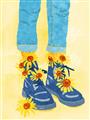 Picture of Sunflower Walk in Blue Shoes _GroupedProduct_Rectangle_Portrait_Unframed_Print_Only_