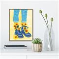 Picture of Sunflower Walk in Blue Shoes _GroupedProduct_Rectangle_Portrait_Canvas_Framed_