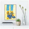 Picture of Sunflower Walk in Blue Shoes _GroupedProduct_Rectangle_Portrait_Canvas_Framed_