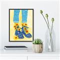 Picture of Sunflower Walk in Blue Shoes _GroupedProduct_Rectangle_Portrait_Canvas_Framed_