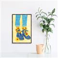 Picture of Sunflower Walk in Blue Shoes _GroupedProduct_Rectangle_Portrait_Canvas_Framed_