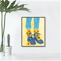 Picture of Sunflower Walk in Blue Shoes _GroupedProduct_Rectangle_Portrait_Canvas_Framed_