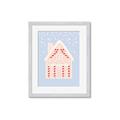 Picture of Blue Gingerbread House _GroupedProduct_Rectangle_Portrait_Framed_Matted_