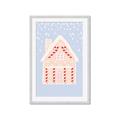 Picture of Blue Gingerbread House _GroupedProduct_Rectangle_Portrait_Framed_Matted_
