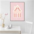 Picture of Pink Gingerbread House _GroupedProduct_Rectangle_Portrait_Canvas_Framed_