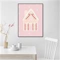 Picture of Pink Gingerbread House _GroupedProduct_Rectangle_Portrait_Canvas_Framed_
