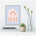 Picture of Blue Gingerbread House _GroupedProduct_Rectangle_Portrait_Canvas_Framed_