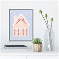 Picture of Blue Gingerbread House _GroupedProduct_Rectangle_Portrait_Canvas_Framed_