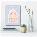 Picture of Blue Gingerbread House _GroupedProduct_Rectangle_Portrait_Canvas_Framed_