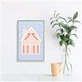 Picture of Blue Gingerbread House _GroupedProduct_Rectangle_Portrait_Canvas_Framed_