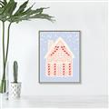 Picture of Blue Gingerbread House _GroupedProduct_Rectangle_Portrait_Canvas_Framed_