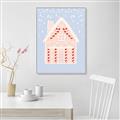 Picture of Blue Gingerbread House _GroupedProduct_Rectangle_Portrait_Canvas_Framed_