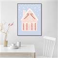 Picture of Blue Gingerbread House _GroupedProduct_Rectangle_Portrait_Canvas_Framed_