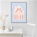 Picture of Blue Gingerbread House _GroupedProduct_Rectangle_Portrait_Canvas_Framed_