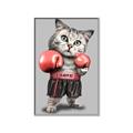 Picture of Boxing cat _GroupedProduct_Rectangle_Portrait_Canvas_Framed_