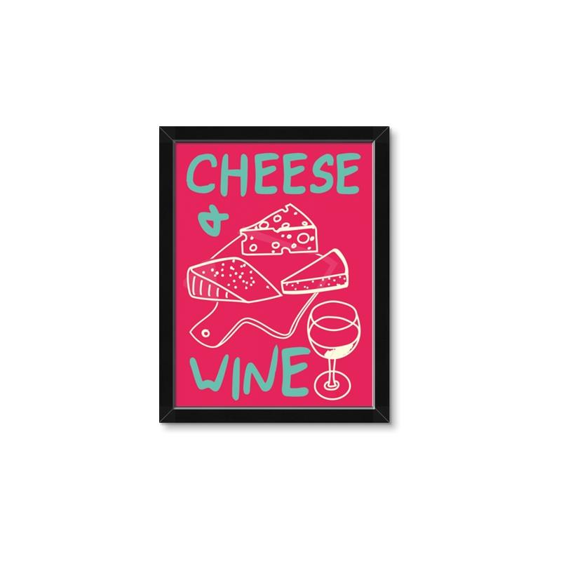 Picture of Cheese and Wine Typography Poster _GroupedProduct_Rectangle_Portrait_Framed_Matted_