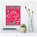 Picture of Cheese and Wine Typography Poster _GroupedProduct_Rectangle_Portrait_Canvas_Framed_