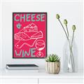 Picture of Cheese and Wine Typography Poster _GroupedProduct_Rectangle_Portrait_Canvas_Framed_
