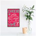 Picture of Cheese and Wine Typography Poster _GroupedProduct_Rectangle_Portrait_Canvas_Framed_