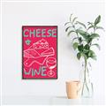 Picture of Cheese and Wine Typography Poster _GroupedProduct_Rectangle_Portrait_Canvas_Framed_