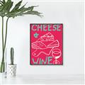 Picture of Cheese and Wine Typography Poster _GroupedProduct_Rectangle_Portrait_Canvas_Framed_