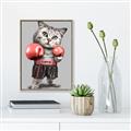 Picture of Boxing cat _GroupedProduct_Rectangle_Portrait_Canvas_Framed_