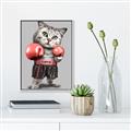 Picture of Boxing cat _GroupedProduct_Rectangle_Portrait_Canvas_Framed_