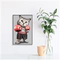 Picture of Boxing cat _GroupedProduct_Rectangle_Portrait_Canvas_Framed_