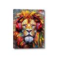 Picture of Lion With Headphones animal _GroupedProduct_Rectangle_Portrait_Canvas_