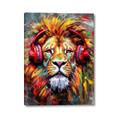 Picture of Lion With Headphones animal _GroupedProduct_Rectangle_Portrait_Canvas_