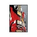 Picture of Retro Red guitar Poster _GroupedProduct_Rectangle_Portrait_Canvas_Framed_