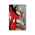 Picture of Retro Red guitar Poster _GroupedProduct_Rectangle_Portrait_Canvas_Framed_