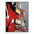 Picture of Retro Red guitar Poster _GroupedProduct_Rectangle_Portrait_Canvas_Framed_