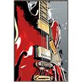 Picture of Retro Red guitar Poster _GroupedProduct_Rectangle_Portrait_Canvas_Framed_