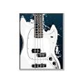 Picture of Retro White guitar Poster _GroupedProduct_Rectangle_Portrait_Canvas_Framed_