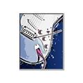 Picture of Retro Blue guitar Poster _GroupedProduct_Rectangle_Portrait_Canvas_Framed_