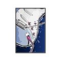 Picture of Retro Blue guitar Poster _GroupedProduct_Rectangle_Portrait_Canvas_Framed_