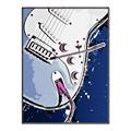Picture of Retro Blue guitar Poster _GroupedProduct_Rectangle_Portrait_Canvas_Framed_