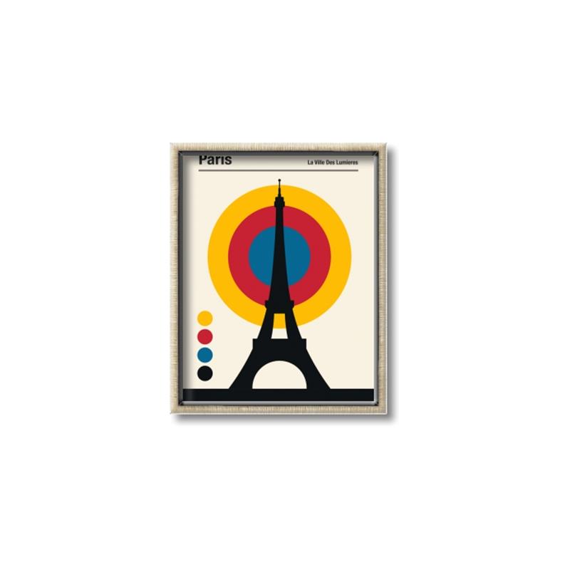 Picture of Retro Eiffel Tower Poster _GroupedProduct_Rectangle_Portrait_Canvas_Framed_