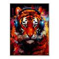 Picture of Tiger With Headphones animal _GroupedProduct_Rectangle_Portrait_Canvas_Framed_