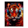 Picture of Tiger With Headphones animal _GroupedProduct_Rectangle_Portrait_Canvas_Framed_
