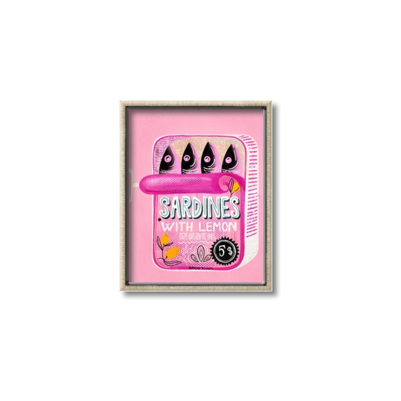 Picture of Sardines Tin Can Pink _GroupedProduct_Rectangle_Portrait_Canvas_Framed_