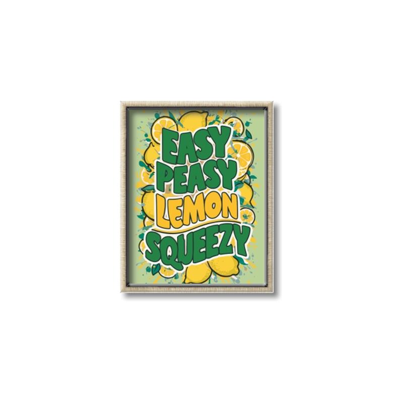 Picture of Easy Peasy Lemon Squeezy Typography Poster _GroupedProduct_Rectangle_Portrait_Canvas_Framed_