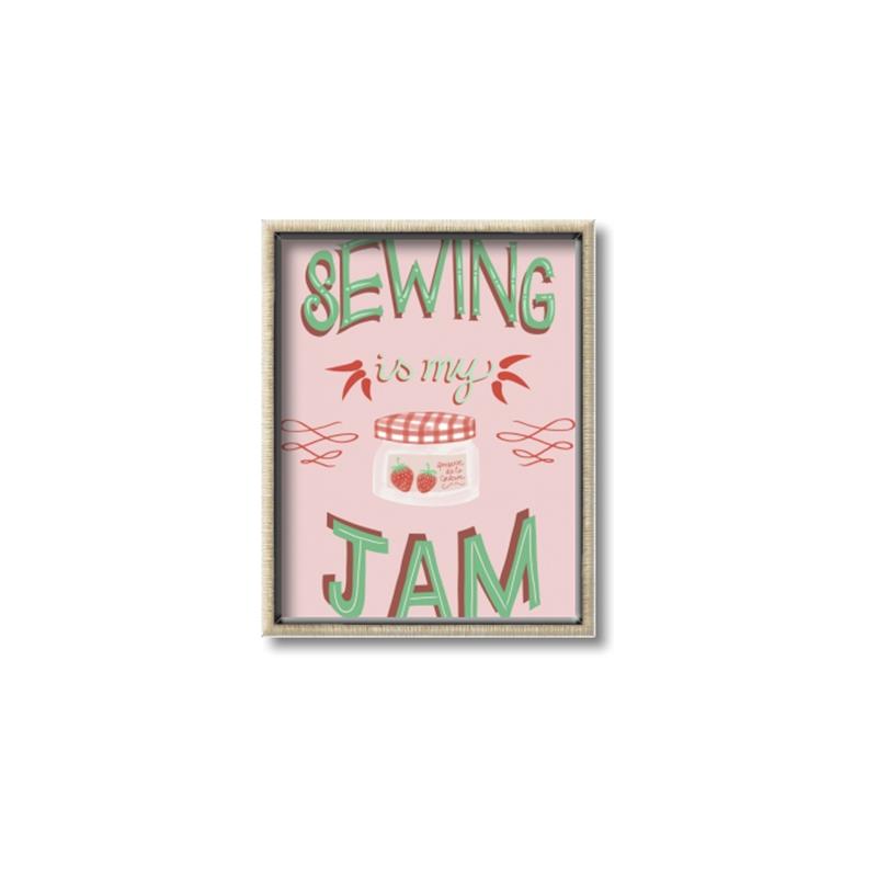 Picture of Sewing is my Jam Typography Poster _GroupedProduct_Rectangle_Portrait_Canvas_Framed_