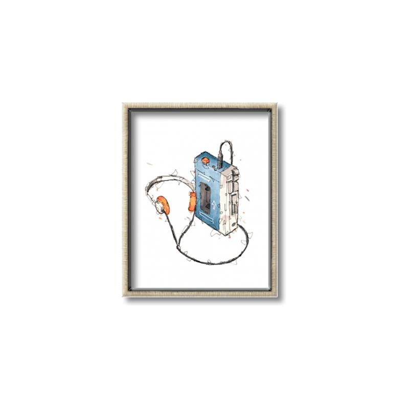 Picture of Retro Walkman Poster _GroupedProduct_Rectangle_Portrait_Canvas_Framed_
