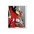 Picture of Retro Red guitar Poster _GroupedProduct_Rectangle_Portrait_Framed_Matted_
