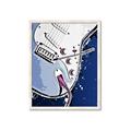 Picture of Retro Blue guitar Poster _GroupedProduct_Rectangle_Portrait_Framed_Matted_