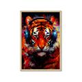 Picture of Tiger With Headphones animal _GroupedProduct_Rectangle_Portrait_Framed_Matted_